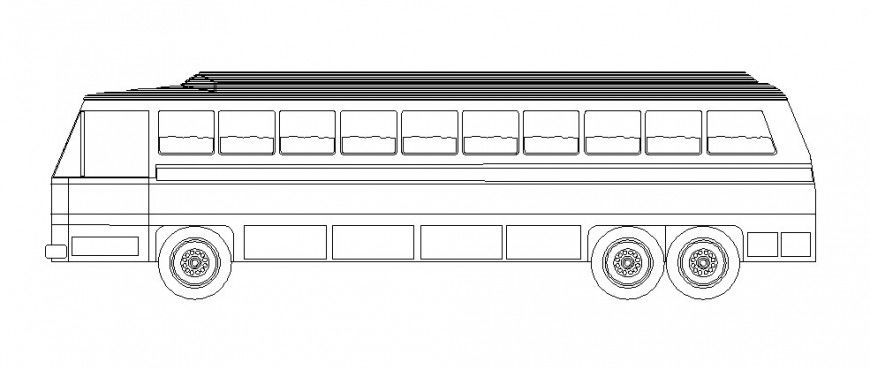 Passenger bus side 2d elevation block cad drawing details dwg file