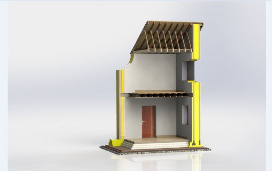 Passive house front constructive section 3d model jpg file