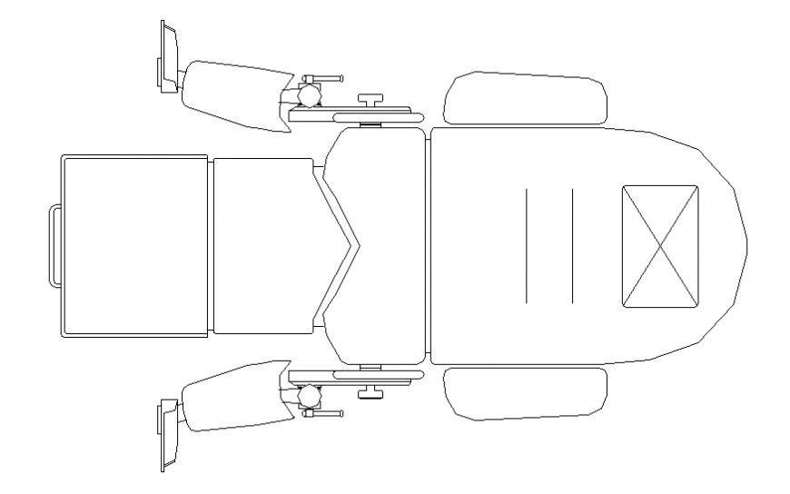 Patient chair top view elevation block cad drawing details dwg file