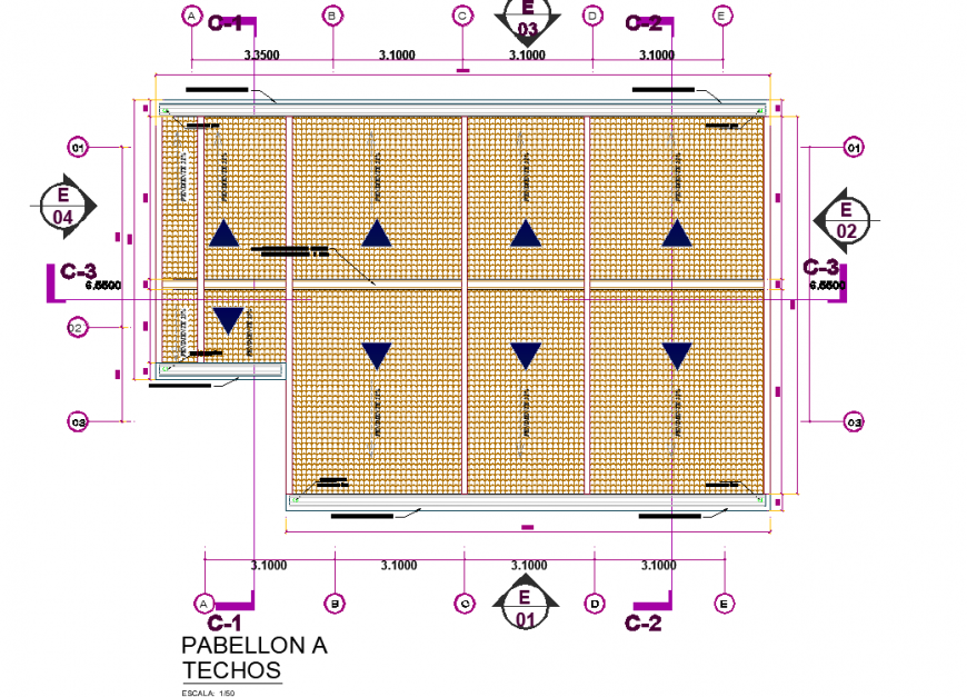 Pavilion ceiling detail layout plan in dwg AutoCAD file.
