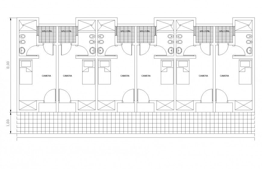 Paying guest building plan autocad file