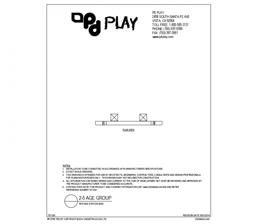 PDP gas station play equipment details of garden dwg file