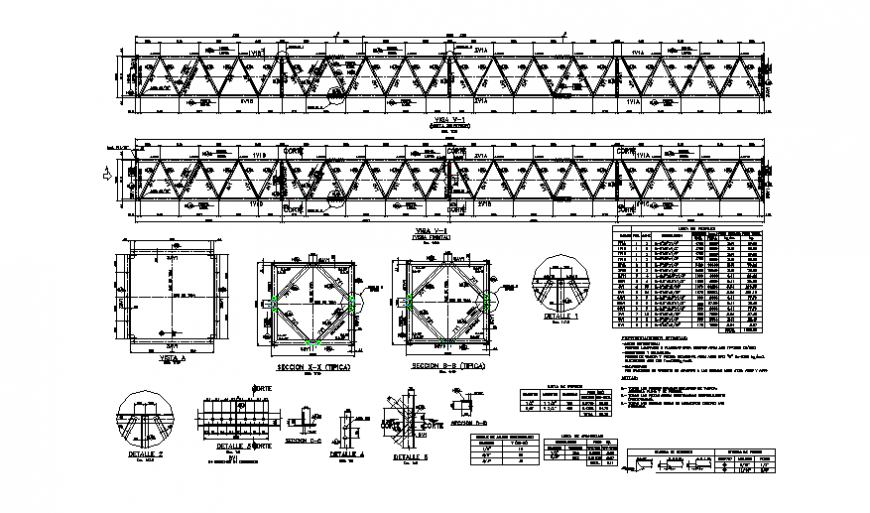 Pea-tonal bridge section and constructive structure details dwg file