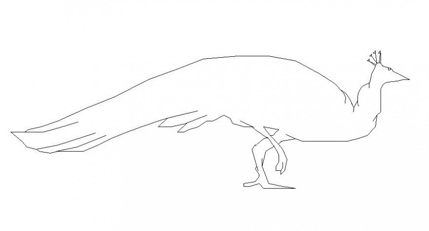 Peacock drawings 2d view of birds blocks autocad software file