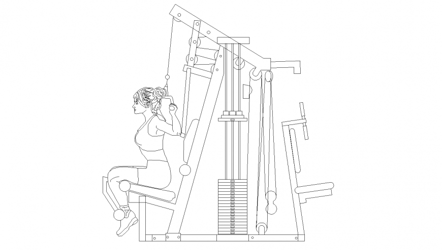 Pec- Deck- Exercise gym machine drawing in dwg AutoCAD file.