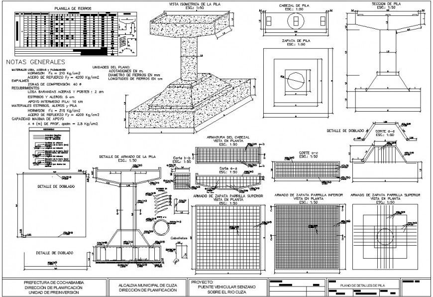 Pedestal bridge detail drawing in dwg AutoCAd file.