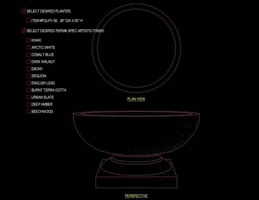 Pedestal planter drawing in dwg file.