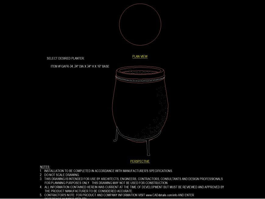 Pedestal u shape planter in dwg file.