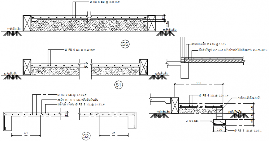 Pedestal walk section and constructive structure details dwg file