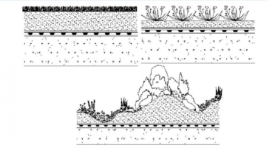 Pedestal walk section and landscaping structure drawing details dwg file