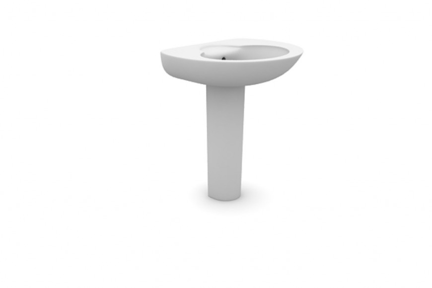 Pedestal washbasin 3d model perspective view in JEPG file.