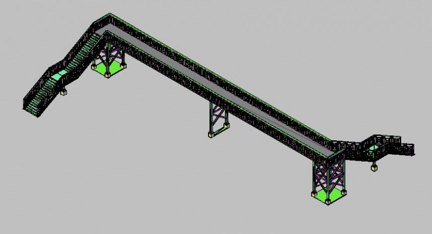 Pedestrian bridge 3d drawing in dwg file.