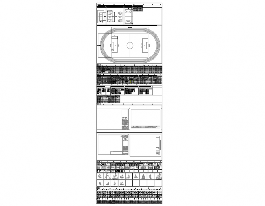 Pedestrian bridge construction details with sports ground dwg file