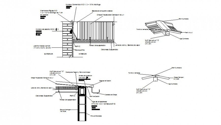 Pending cover plate fence constructive installation and wall details dwg file