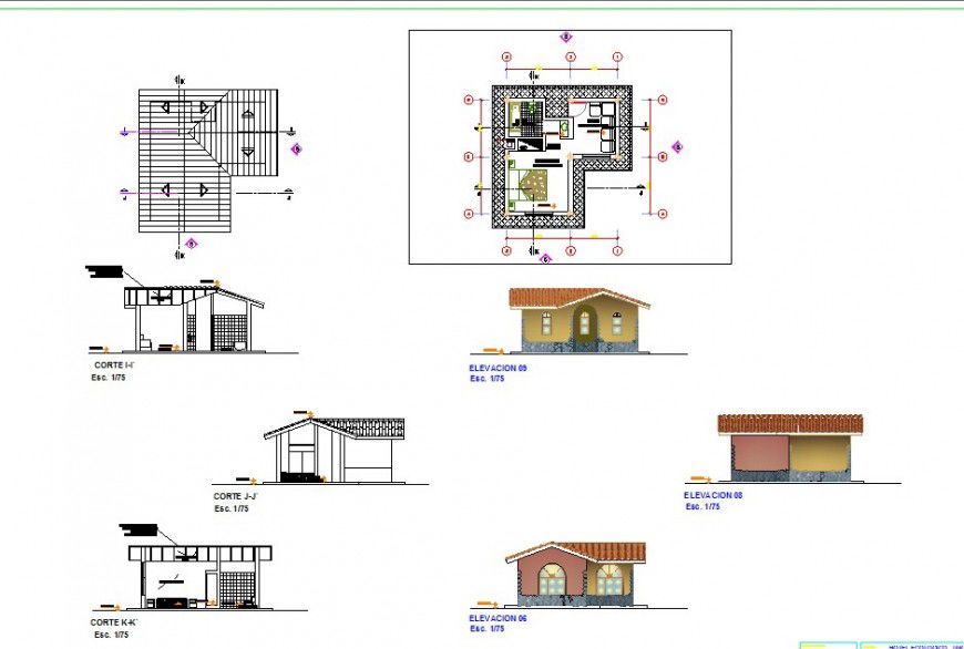 Pent house elevation detail and layout plan