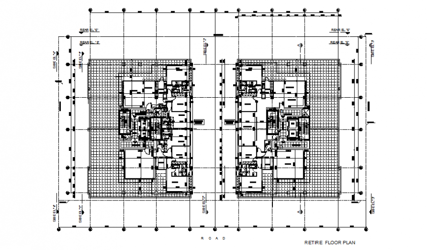 Pent house floor plan detail autocad file