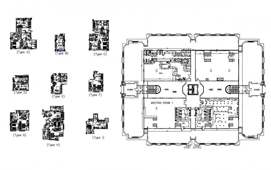 Pent house general plan and electrical layout plan details dwg file