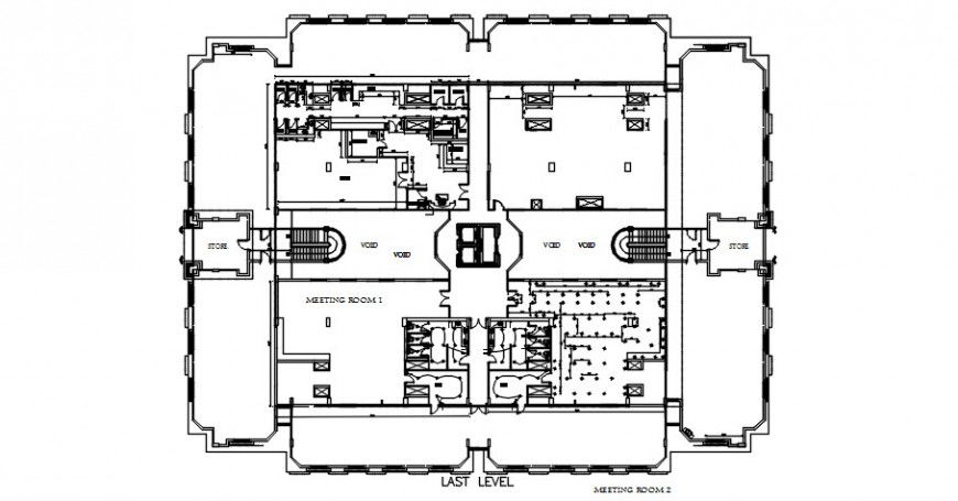 Pent house last level distribution plan drawing details dwg file