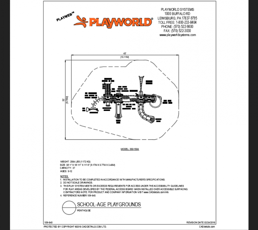 Pent house school theme park play ground structure details dwg file