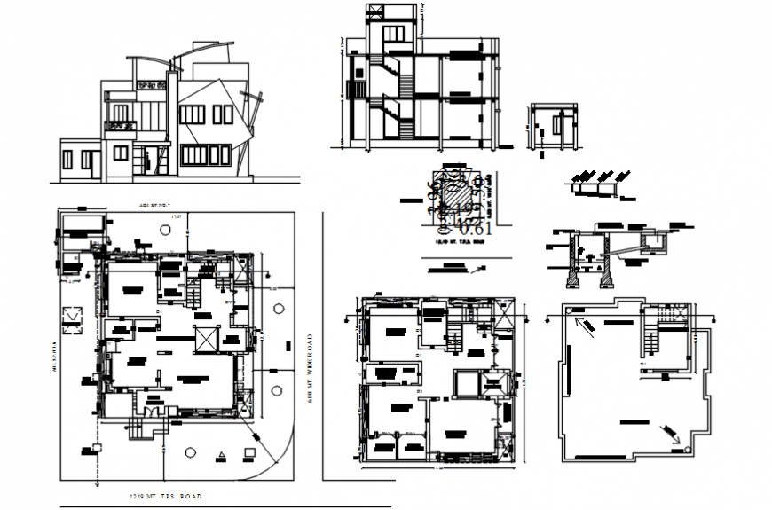 Pent house sectional elevation model