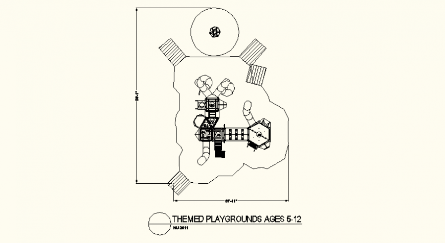 Pentagon shaped themed park detail layout file