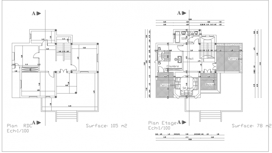 Penthouse layout drawing in dwg AutoCAD file.