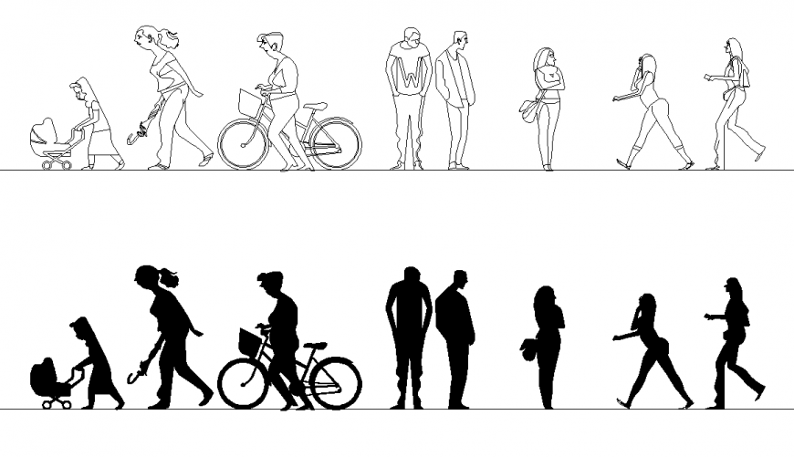 People detail elevation 2d view layout CAD blocks dwg file