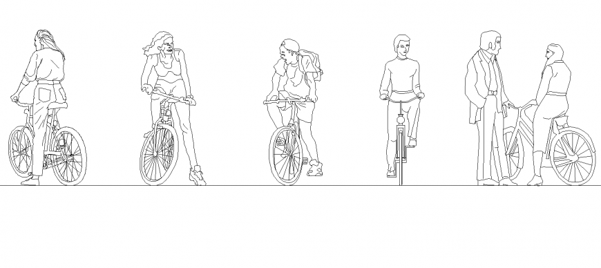 People 2d view CAd blocks detail elevation layout dwg file