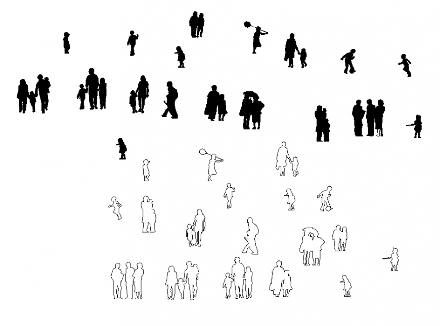 People block front elevation detail dwg file