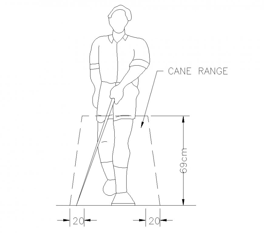 People block with playing of cane range person detail dwg file
