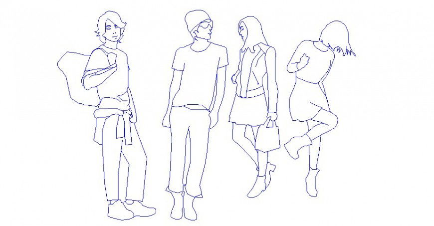 People blocks detail 2d drawing in autocad