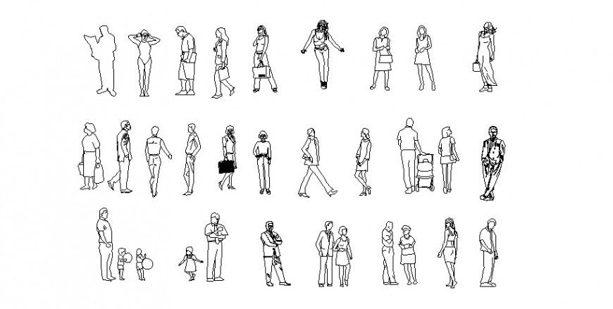 People blocks detail drawing in autocad