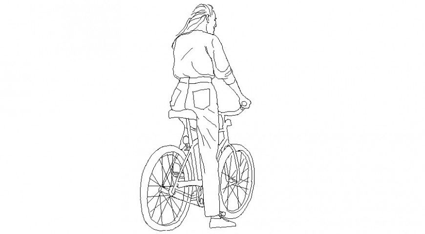 People Blocks of Lady on Cycle AutoCAD 2D Drawings DWG Files