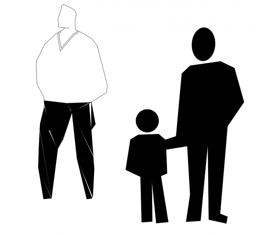 People blocks signs and symbols 2d view dwg file