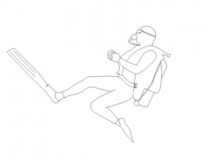People CAD block of scuba diver layout file in autocad format