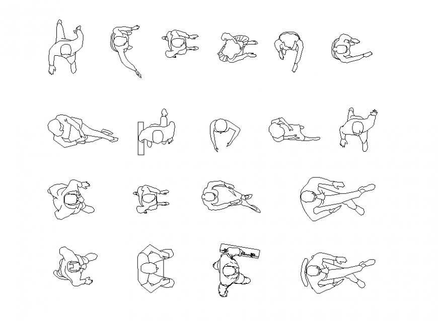People CAD blocks detail elevation 2d view dwg file