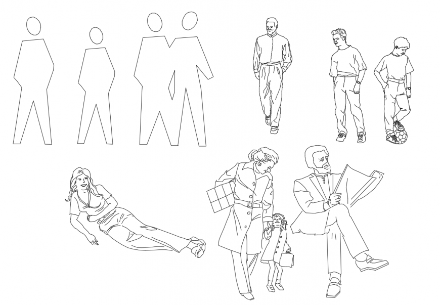 People different position block in auto cad file