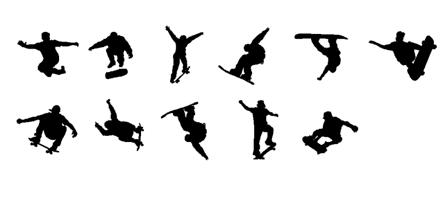 People doing skating detail elevation 2d view dwg file