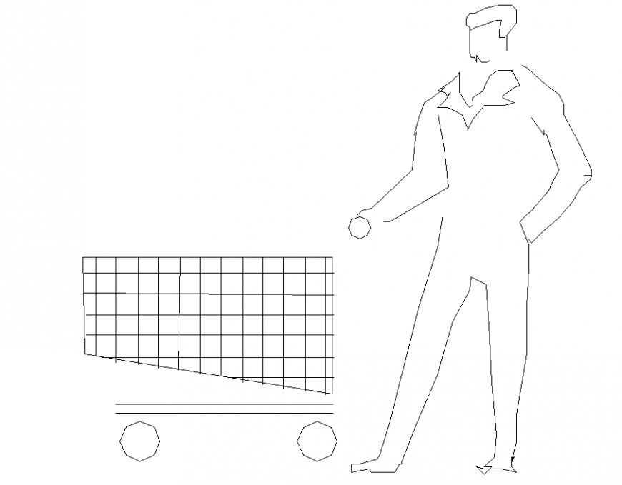 People plan with shopping with detail dwg file.