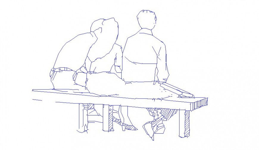 People seating on bench elevation blocks cad drawing details dwg file