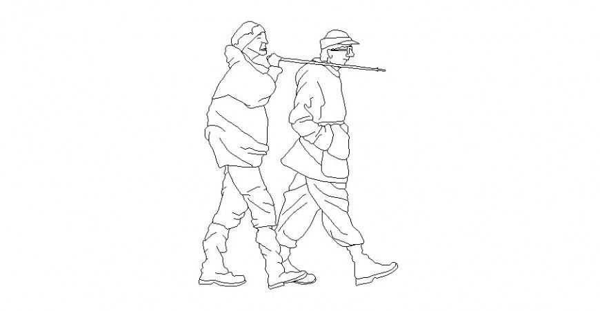 People unit blocks detail elevation drawing in autocad