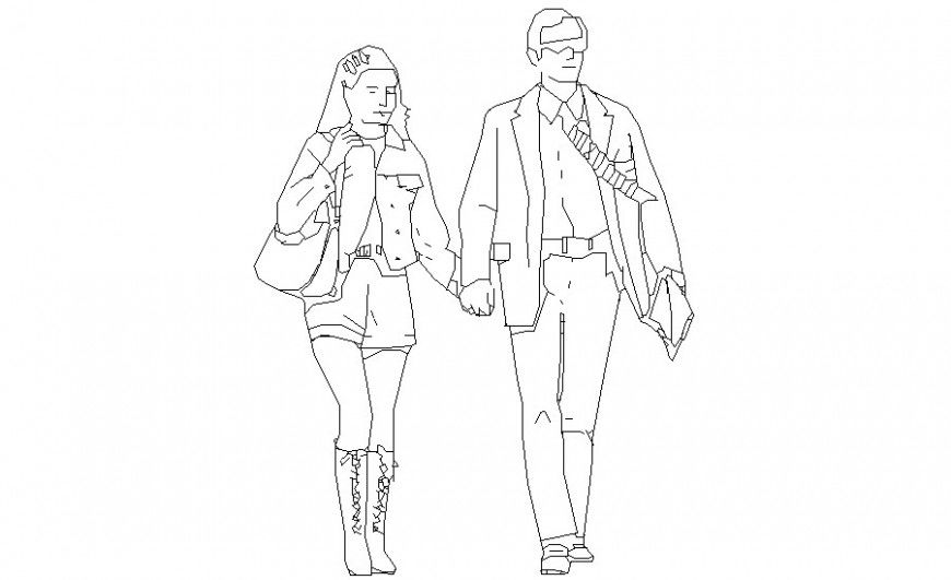 People units drawing of men and women 2d view dwg file