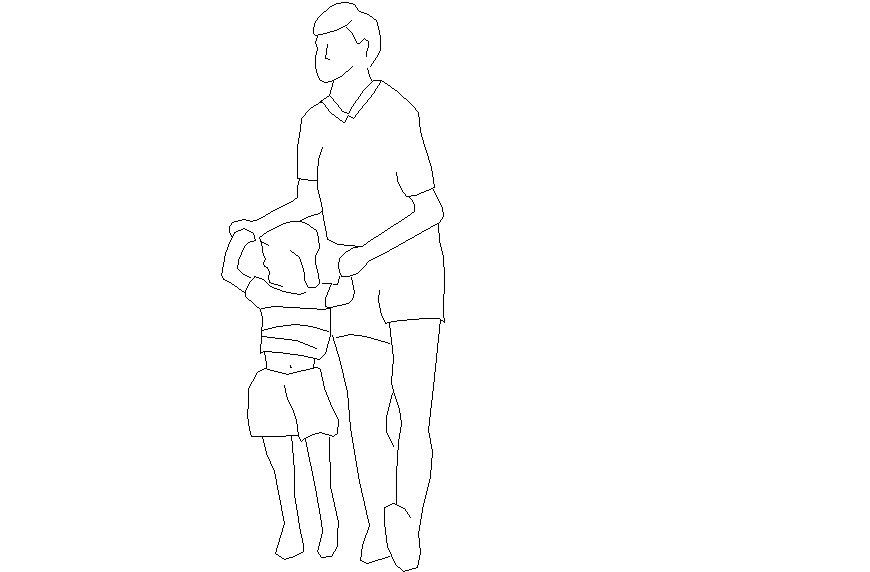 People units drawings of men and child 2d view dwg file