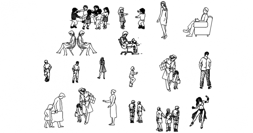 Peoples different block in auto cad file