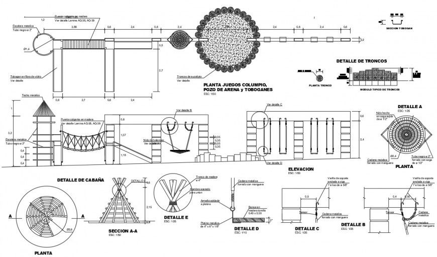 Pergola plan and sectional drawings dteials in autocad file