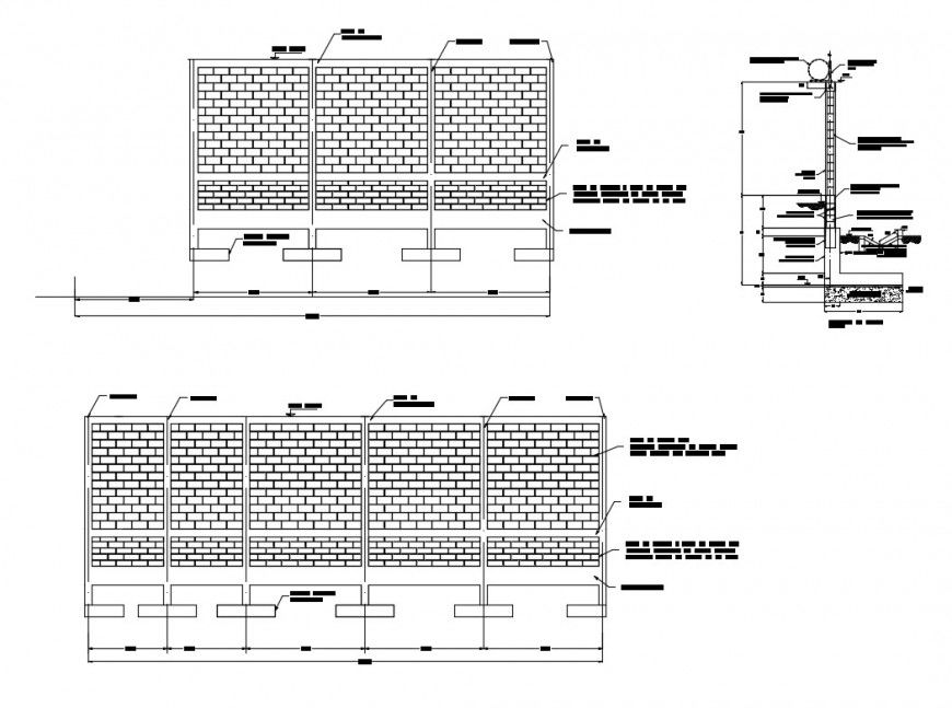 Perimeter fence elevation and plan and auto-cad details dwg file