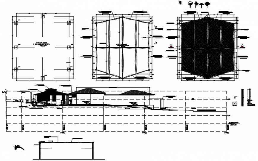 Perimeter fence for house section, plan and installation details dwg file