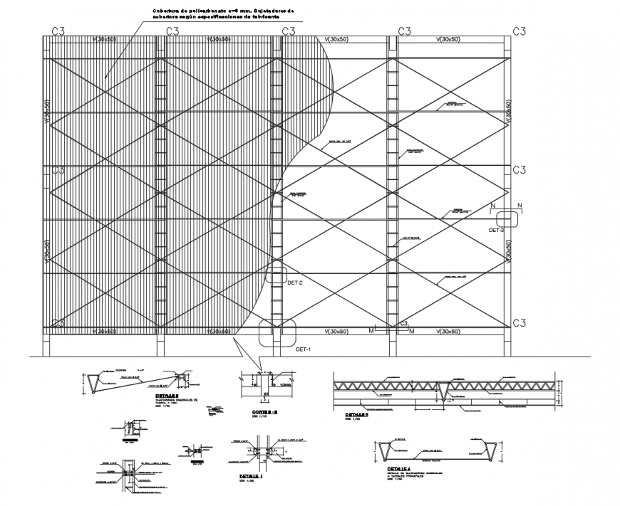 Perimeter fence section and structure cad drawing details dwg file
