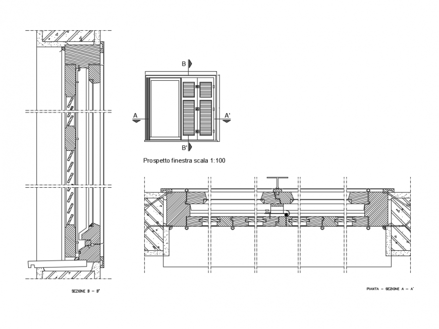 Persian aluminum window structure cad drawing details dwg file