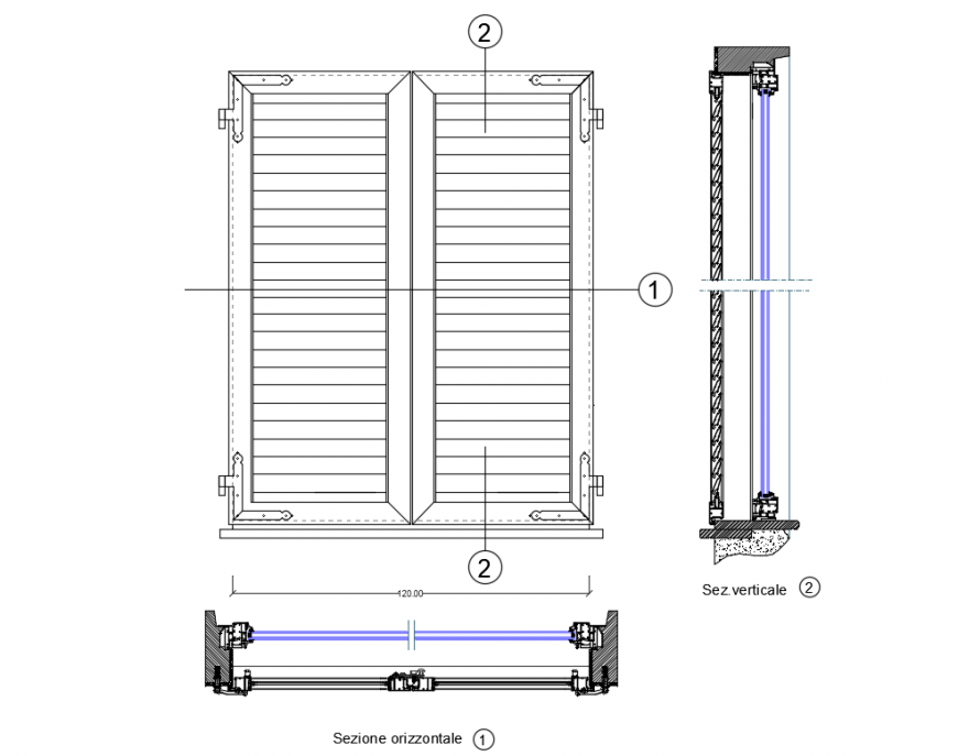 Persian Italian window structure cad drawing details dwg file